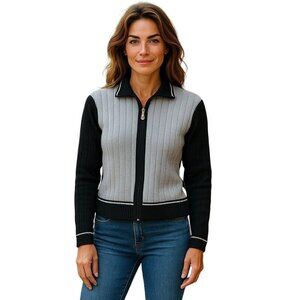 St. John Black Cardigan Sweater with Elegant Design